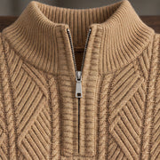 Quentin Men's Diamond Cable Quarter-Zip Sweater - Tan - men's clothing - Michael Verde - Image 4