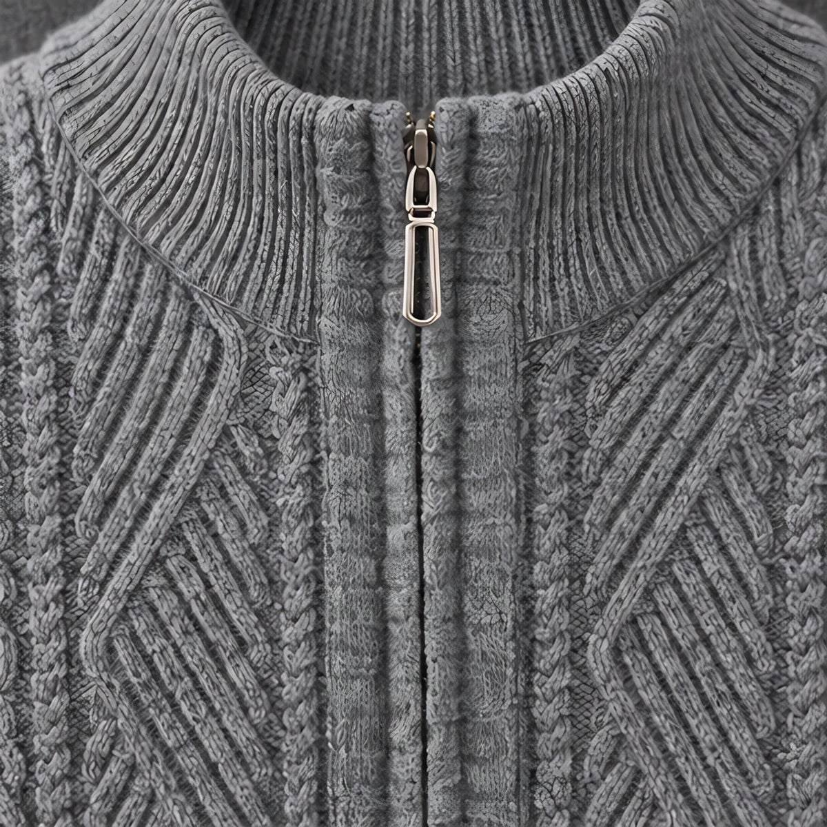 Quentin Men's Diamond Cable Quarter-Zip Sweater - Gray - men's clothing - Michael Verde - Image 4