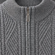 Quentin Men's Diamond Cable Quarter-Zip Sweater - Gray - men's clothing - Michael Verde - Image 4