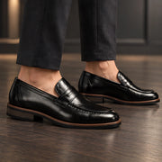 Radnor Men's Burnished Leather Penny Loafers - Black - Shoes - Michael Verde - Image 2