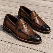 Radnor Men's Burnished Leather Penny Loafers - Brown - male - Michael Verde - Image 3