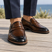 Radnor Men's Burnished Leather Penny Loafers - Brown - Men's Footwear > Loafers > Penny Loafers - Michael Verde - Image 1