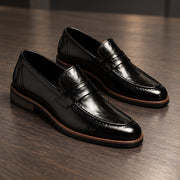 Radnor Men's Burnished Leather Penny Loafers - Black - male - Michael Verde - Image 3