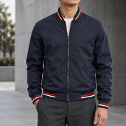 Raphael Men's Striped-Trim Bomber Jacket - Navy Blue - Men's Clothing > Outerwear > Bomber Jackets - Michael Verde - Image 1