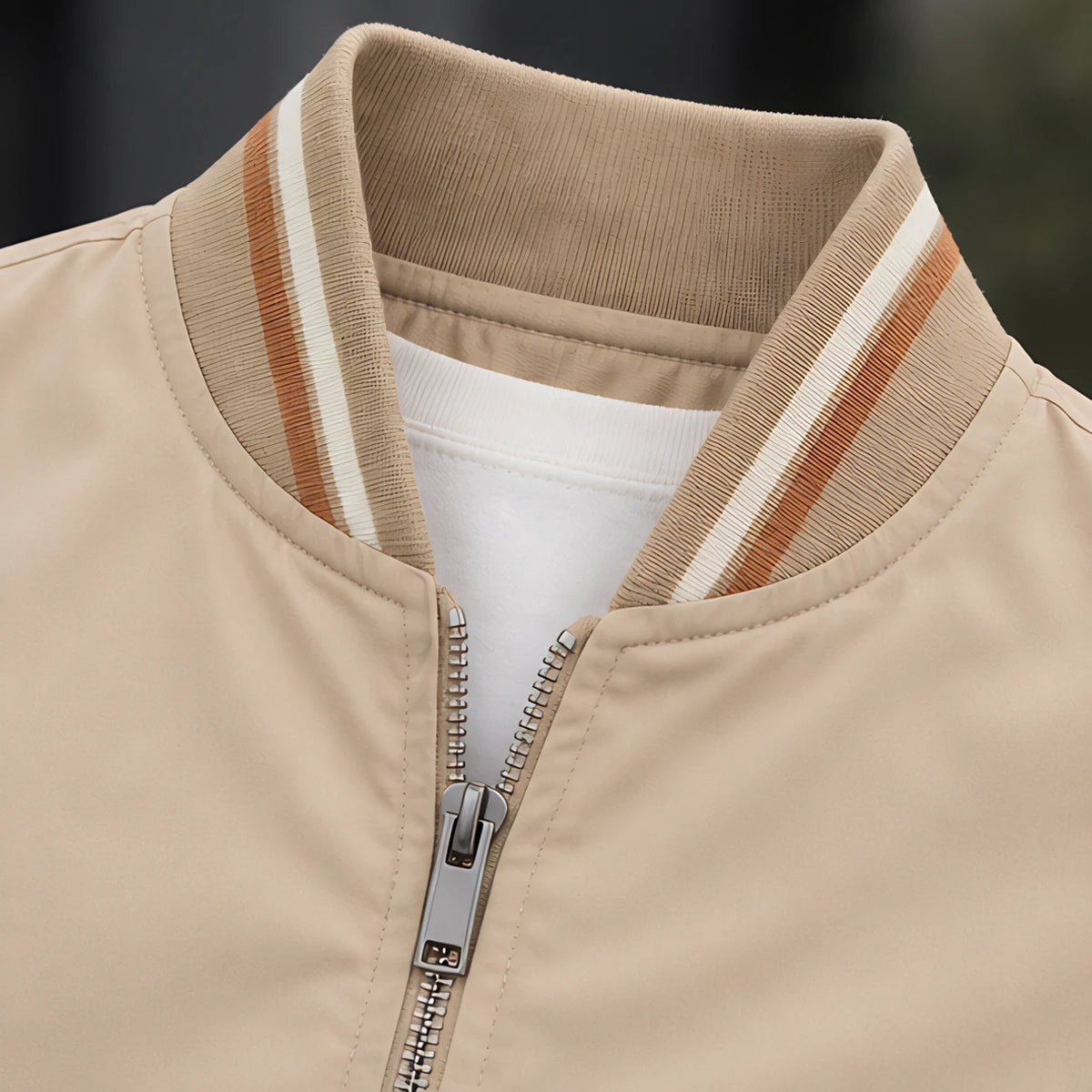 Raphael Men's Striped-Trim Bomber Jacket - Khaki - men's bomber jacket - Michael Verde - Image 4