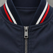 Raphael Men's Striped-Trim Bomber Jacket - Navy Blue - men's bomber jacket - Michael Verde - Image 4