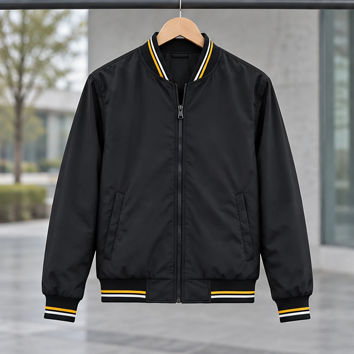 Raphael Men's Striped-Trim Bomber Jacket - Black - male - Michael Verde - Image 3