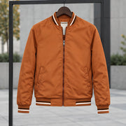 Raphael Men's Striped-Trim Bomber Jacket - Burnt Orange - male - Michael Verde - Image 3