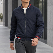 Raphael Men's Striped-Trim Bomber Jacket - Navy Blue - Men's Clothing > Outerwear > Bomber Jackets - Michael Verde - Image 2