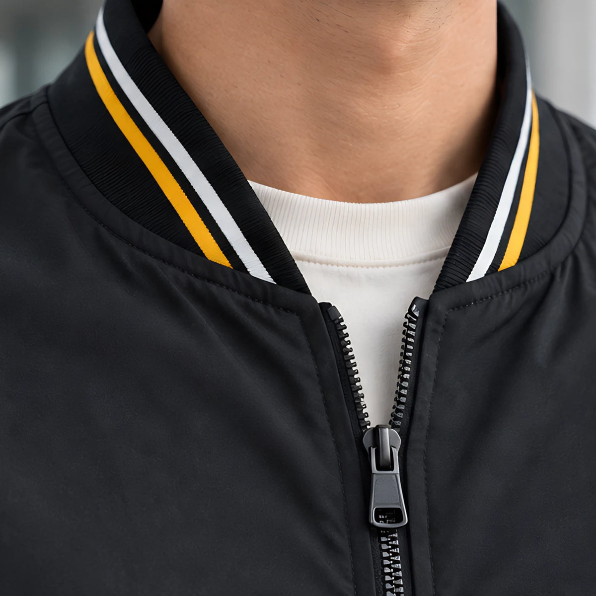 Raphael Men's Striped-Trim Bomber Jacket - Black - men's bomber jacket - Michael Verde - Image 4