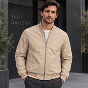 Raphael Men's Striped-Trim Bomber Jacket - Khaki - Men's Clothing > Outerwear > Bomber Jackets - Michael Verde - Image 1