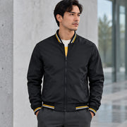 Raphael Men's Striped-Trim Bomber Jacket - Black - Men's Clothing > Outerwear > Bomber Jackets - Michael Verde - Image 1