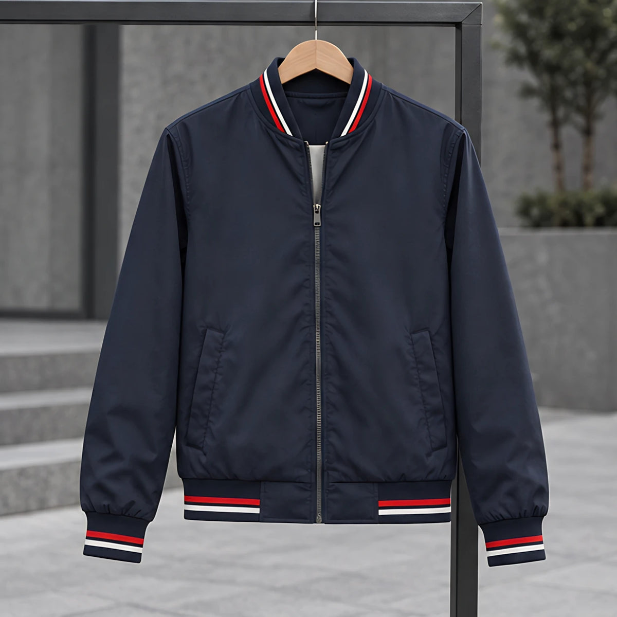 Raphael Men's Striped-Trim Bomber Jacket - Navy Blue - male - Michael Verde - Image 3