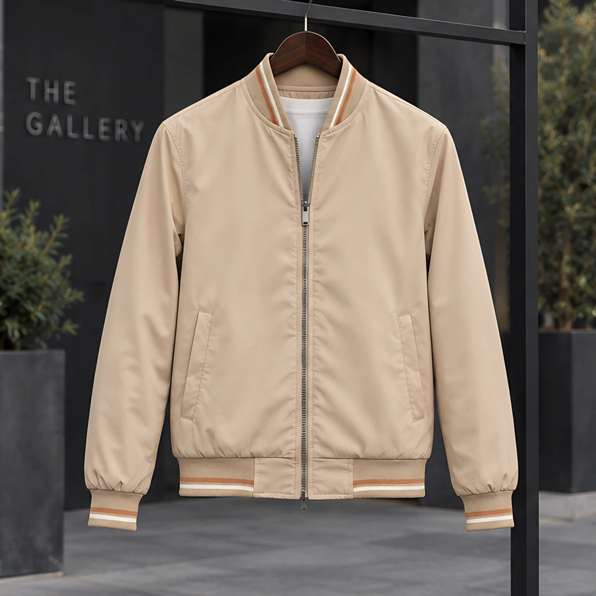 Raphael Men's Striped-Trim Bomber Jacket - Khaki - male - Michael Verde - Image 3