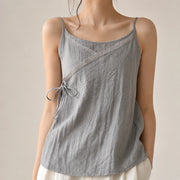 Riva Linen Camisole Tank Top - Gray - Tank Top - Michael Verde - Image 1
