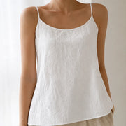 Riva Linen Camisole Tank Top - White - women's tank top - Michael Verde - Image 2
