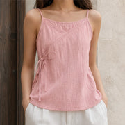 Riva Linen Camisole Tank Top - Pink - Tank Top - Michael Verde - Image 1