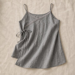 Riva Linen Camisole Tank Top - Gray - women's tank top - Michael Verde - Image 2