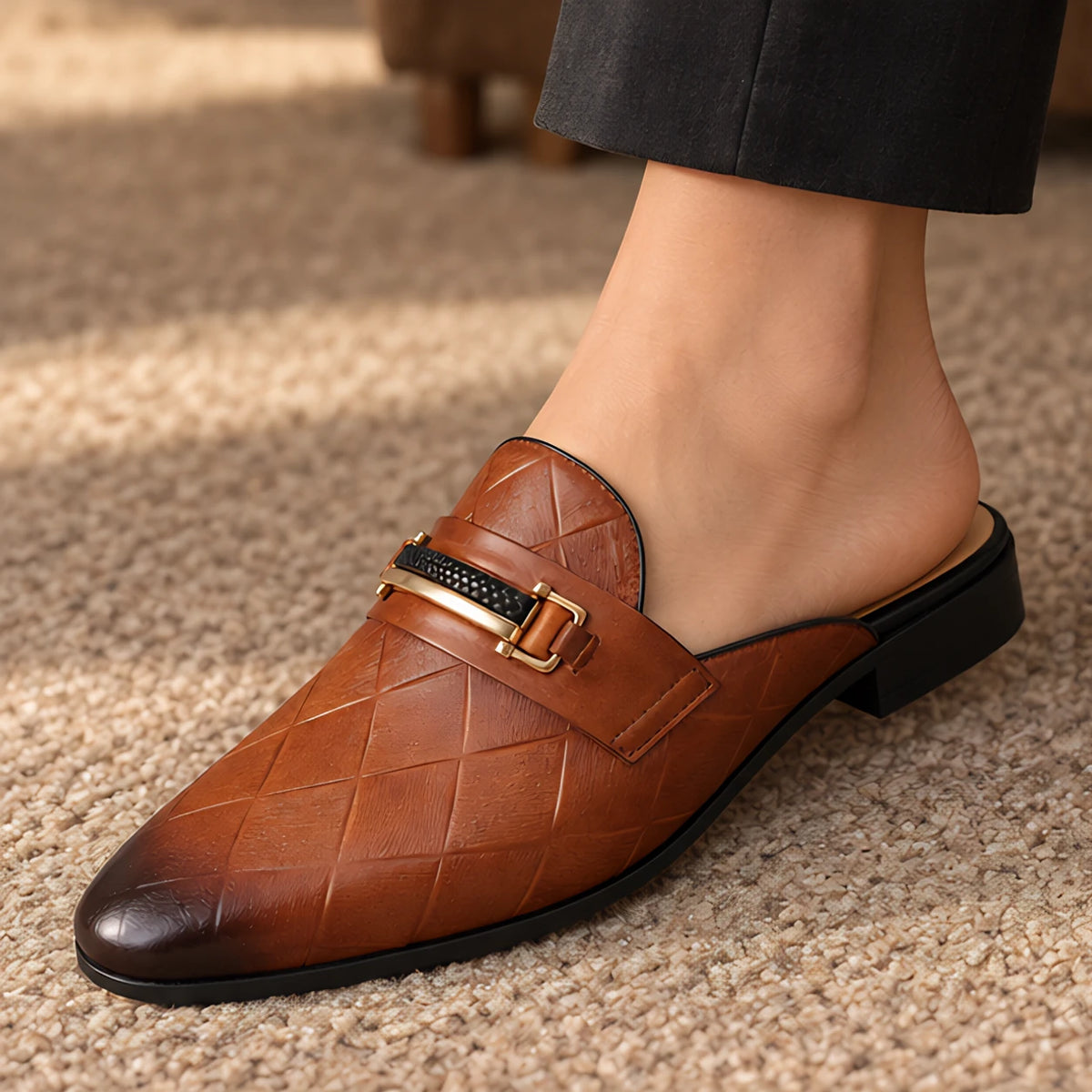 Rivoli Men's Leather Horsebit Mule - Sienna Brown - Footwear > Mules > Horsebit Mules - Michael Verde - Image 1
