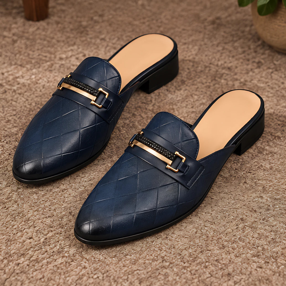 Rivoli Men's Leather Horsebit Mule - Indigo Blue - male - Michael Verde - Image 3