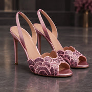 Rosalie Women's Sculpted Stiletto Sandals - Rose Red - Women's Footwear > Heels > Slingback Stiletto Sandals - Michael Verde - Image 3