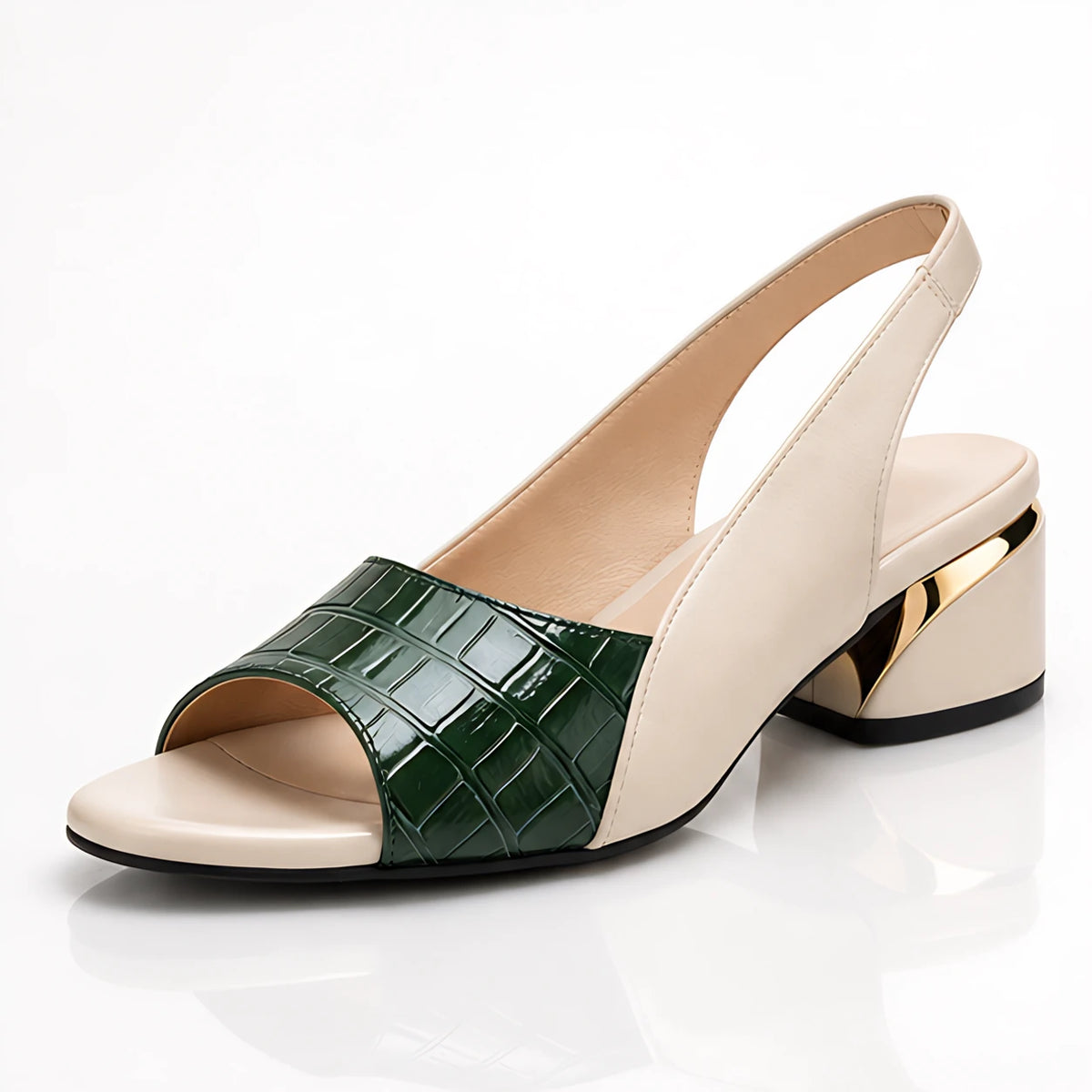 Roselyn Women's Croc-Embossed Leather Slingback Sandals - Green - Women's Footwear > Sandals > Slingback Sandals - Michael Verde - Image 1