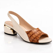 Roselyn Women's Croc-Embossed Leather Slingback Sandals - Brown - Women's Footwear > Sandals > Slingback Sandals - Michael Verde - Image 1