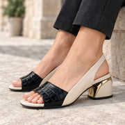 Roselyn Women's Croc-Embossed Leather Slingback Sandals - Black - Leather - Michael Verde - Image 4