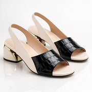 Roselyn Women's Croc-Embossed Leather Slingback Sandals - Black - Footwear - Michael Verde - Image 2