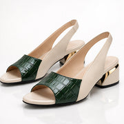 Roselyn Women's Croc-Embossed Leather Slingback Sandals - Green - Footwear - Michael Verde - Image 2