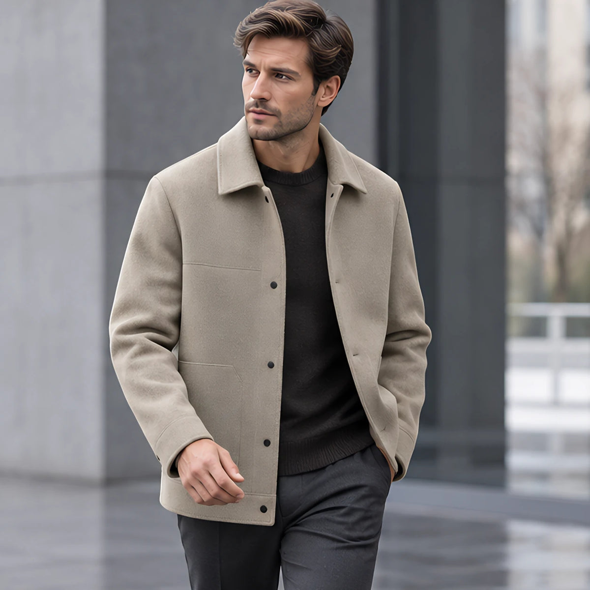 Rourke Men's Brushed Wool Jacket - Imperial Camel - Men's Clothing > Outerwear > Wool Jackets - Michael Verde - Image 2