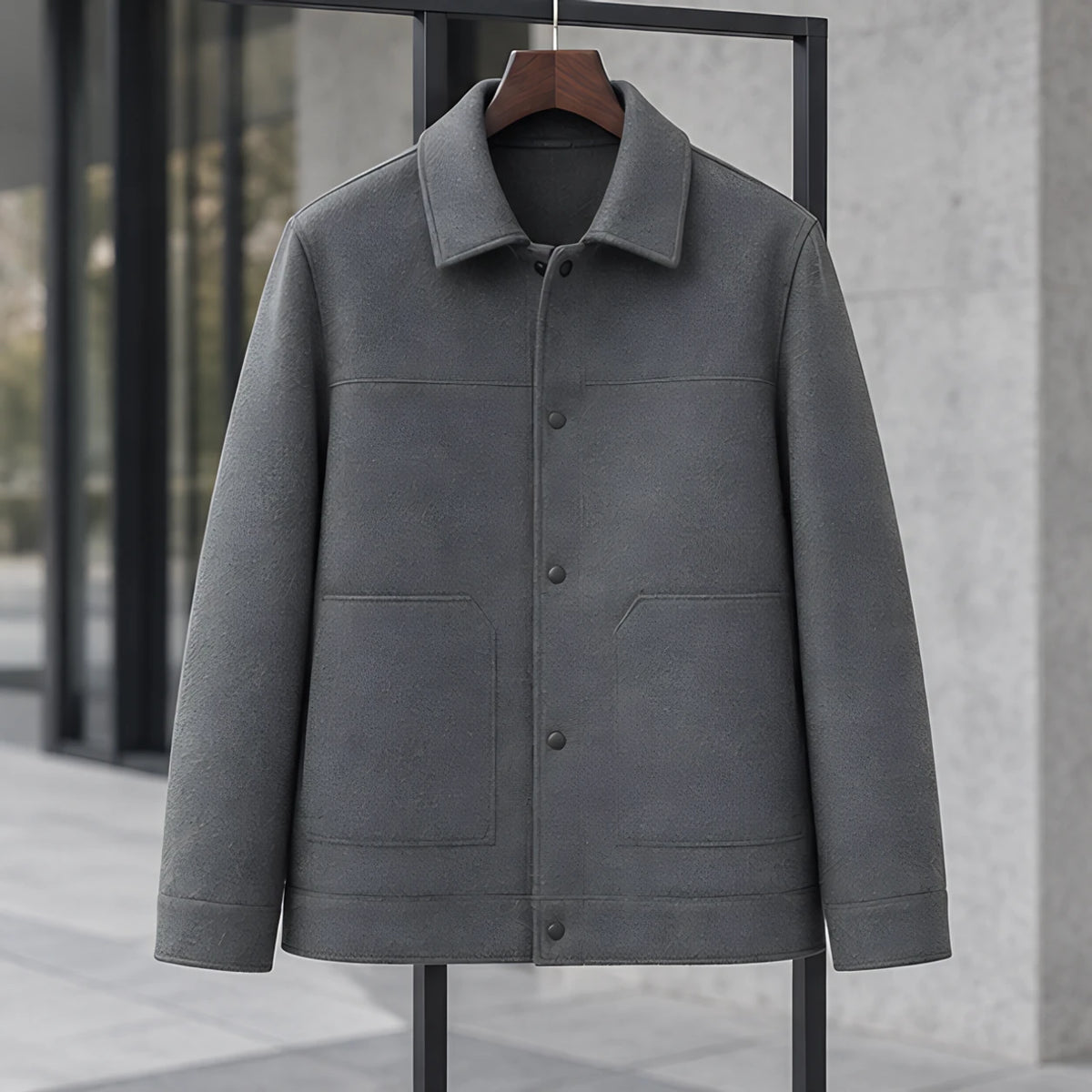 Rourke Men's Brushed Wool Jacket - Oxford Grey - male - Michael Verde - Image 3