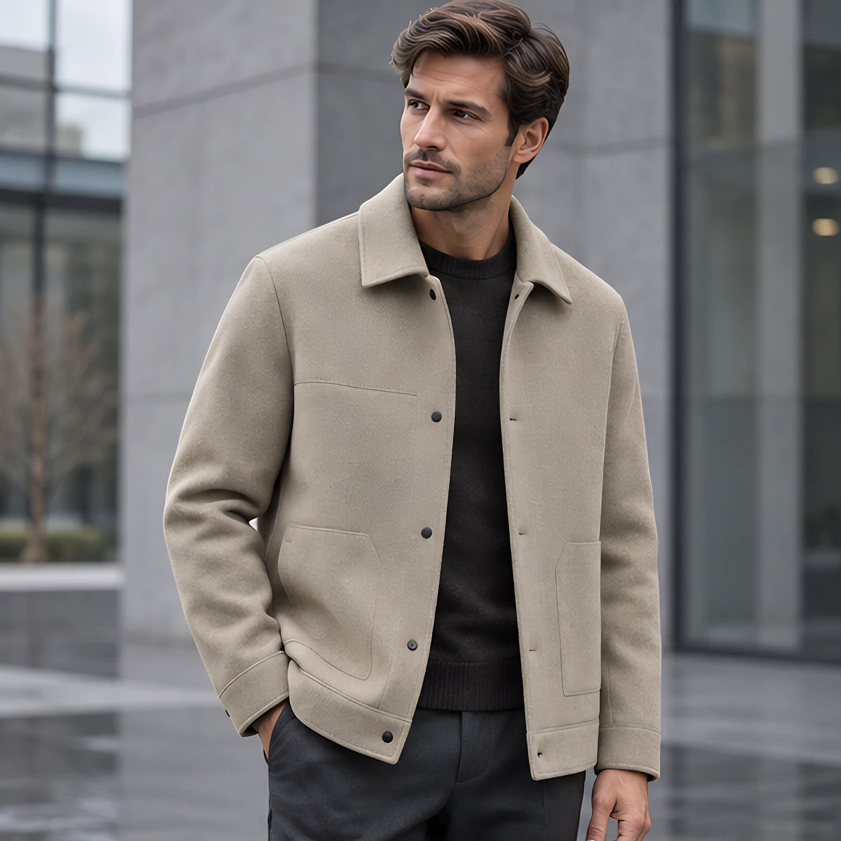 Rourke Men's Brushed Wool Jacket - Imperial Camel - Men's Clothing > Outerwear > Wool Jackets - Michael Verde - Image 1