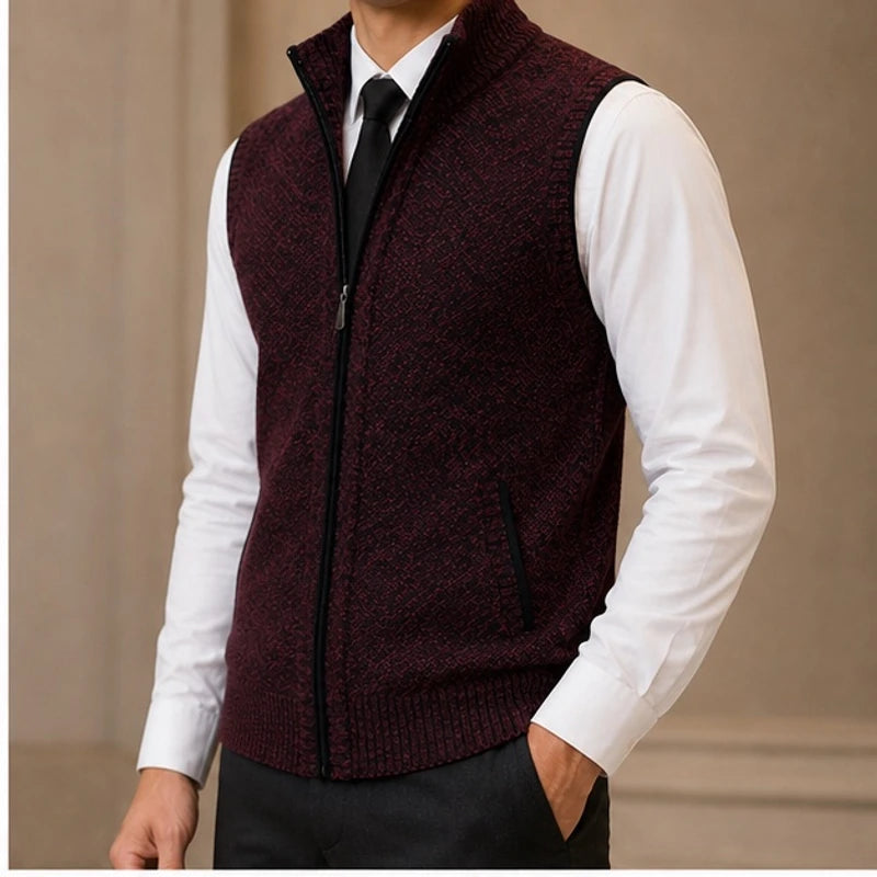 Ryland Full-Zip Vest - Burgundy - Men's Clothing > Full-Zip Vests - Michael Verde - Image 1