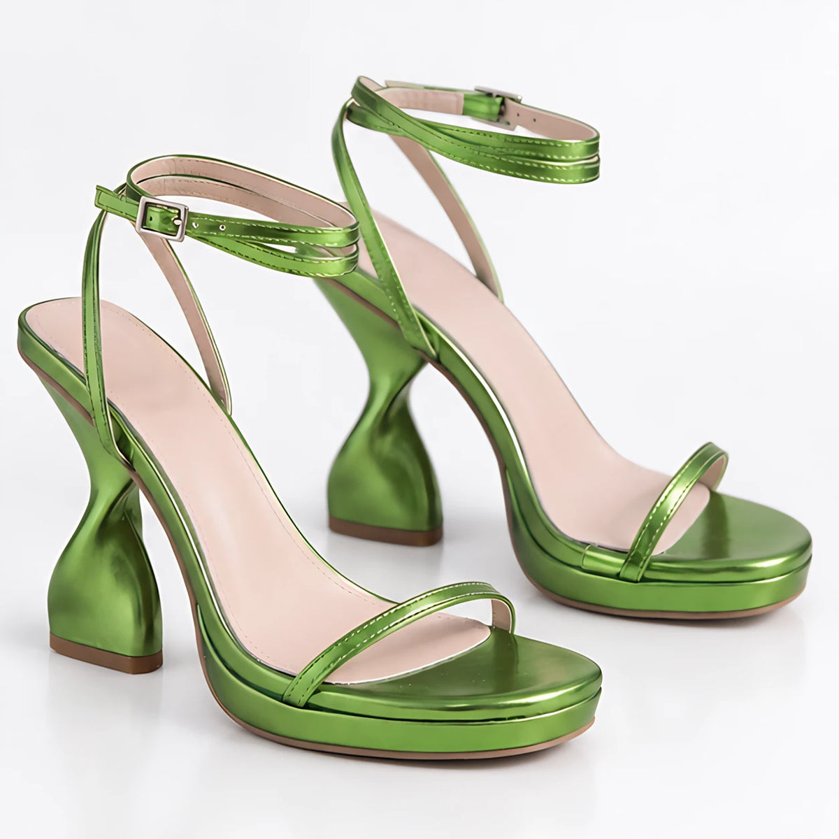 Sabrina Women's Ankle-Strap Sculpted Heel Sandals - Green - Shoes - Michael Verde - Image 2