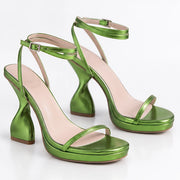 Sabrina Women's Ankle-Strap Sculpted Heel Sandals - Green - Shoes - Michael Verde - Image 2