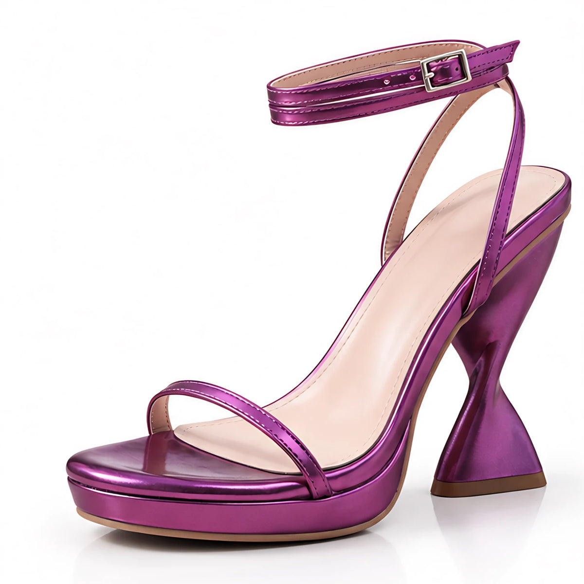 Sabrina Women's Ankle-Strap Sculpted Heel Sandals - Purple - Women's Footwear > Heeled Sandals > Platform Sandals - Michael Verde - Image 1