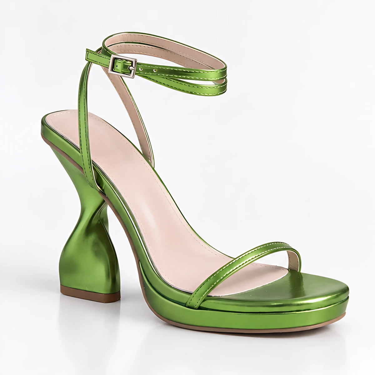 Sabrina Women's Ankle-Strap Sculpted Heel Sandals - Green - Women's Footwear > Heeled Sandals > Platform Sandals - Michael Verde - Image 1