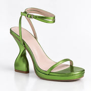 Sabrina Women's Ankle-Strap Sculpted Heel Sandals - Green - Women's Footwear > Heeled Sandals > Platform Sandals - Michael Verde - Image 1