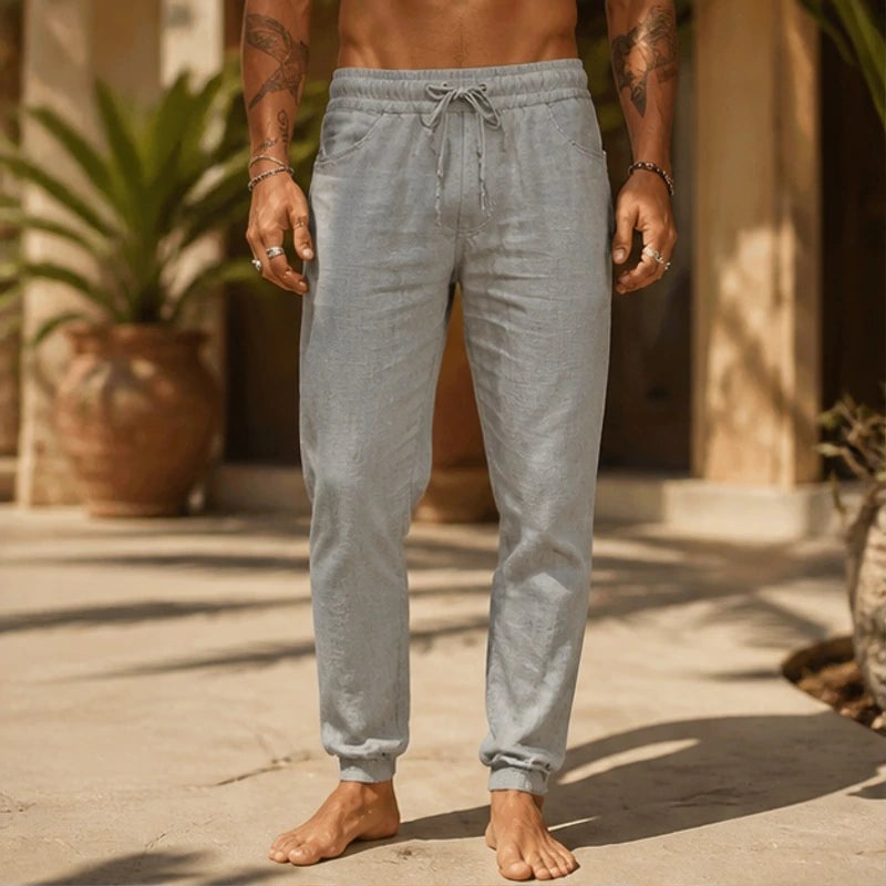 Sorevan Coastal Linen Pants - Grey - Pants - Michael Verde - Image 1