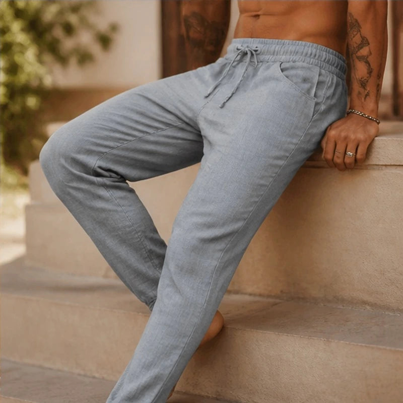 Sorevan Coastal Linen Pants - Grey - men's pants - Michael Verde - Image 2