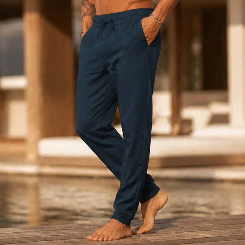 Sorevan Coastal Linen Pants - Dark Blue - Pants - Michael Verde - Image 1