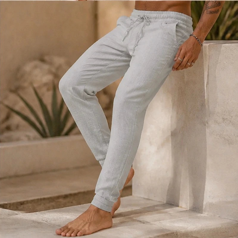 Sorevan Coastal Linen Pants - Light Grey - men's pants - Michael Verde - Image 2