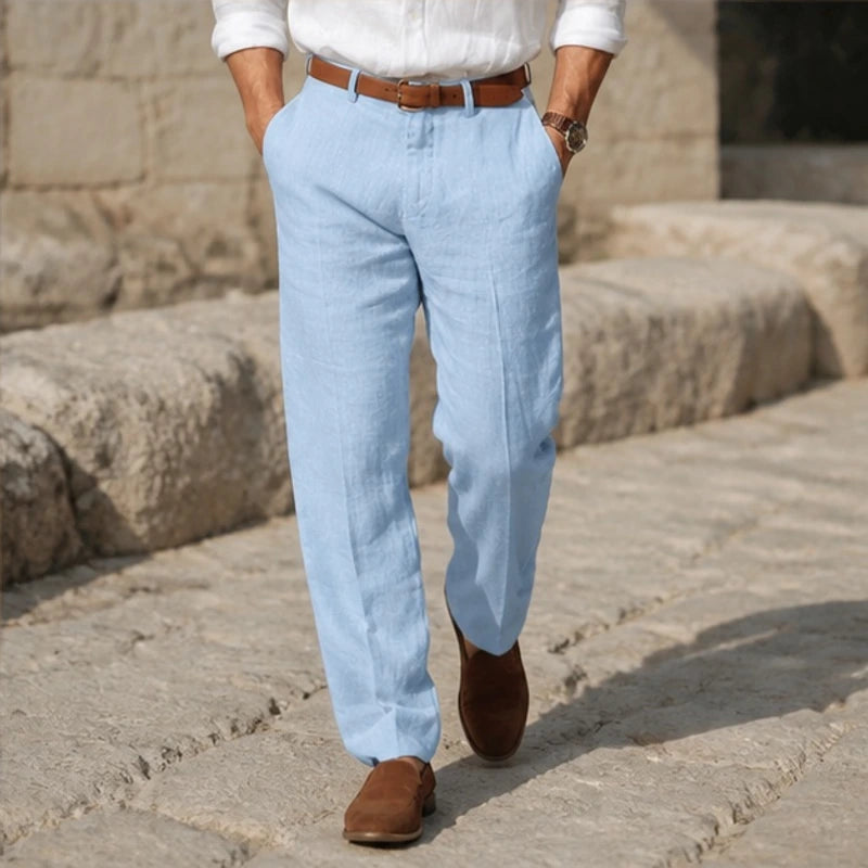 Tavaro Lightweight Summer Linen Pants - Blue - Pants - Michael Verde - Image 1
