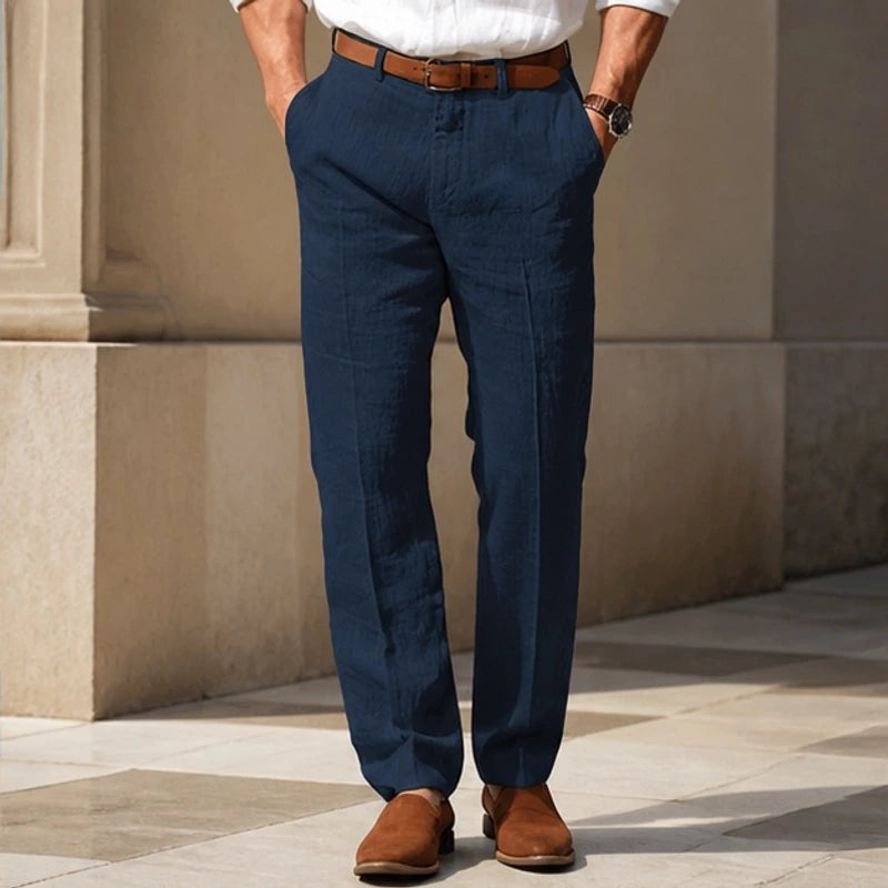 Tavaro Lightweight Summer Linen Pants - Navy Blue - Pants - Michael Verde - Image 1