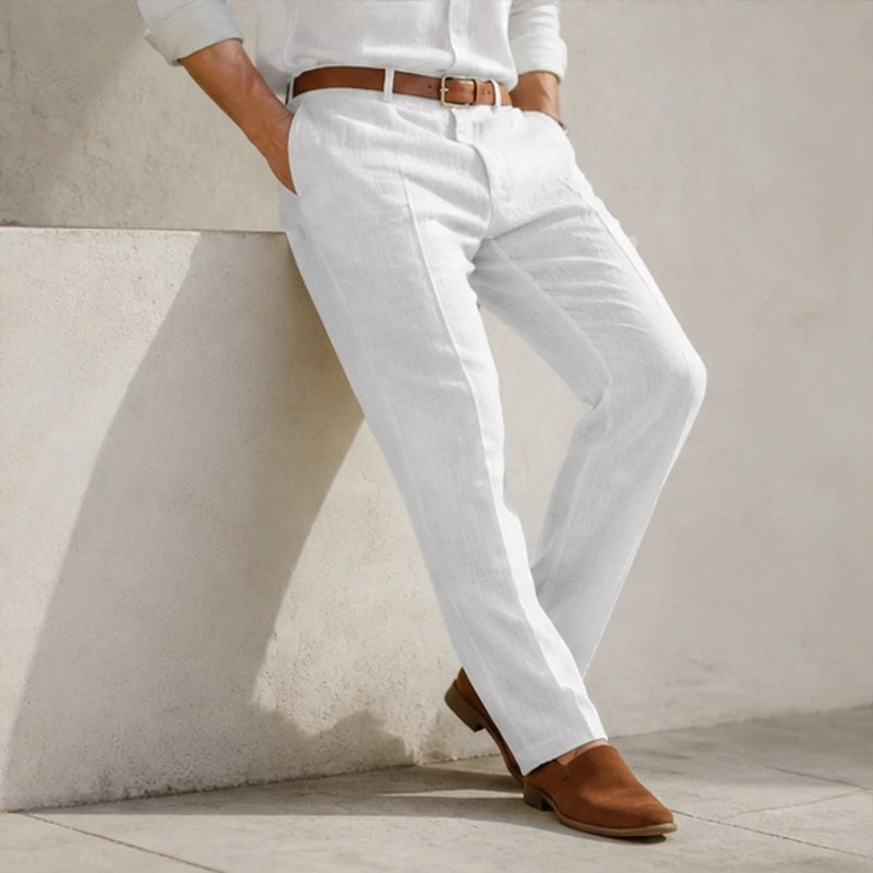 Tavaro Lightweight Summer Linen Pants - White - men's pants - Michael Verde - Image 2