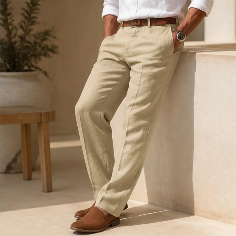 Tavaro Lightweight Summer Linen Pants - Beige - Pants - Michael Verde - Image 1