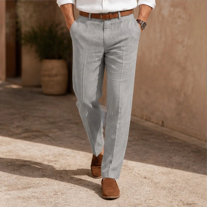 Tavaro Lightweight Summer Linen Pants - Gray - Pants - Michael Verde - Image 1