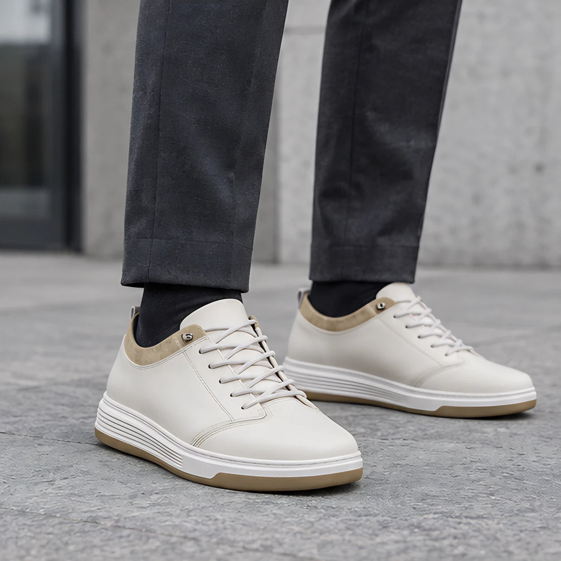 Tavian Men's Relaxed Low-Top Casual Sneaker - Beige - Men's Footwear > Sneakers > Low-Top Casual Sneakers - Michael Verde - Image 1