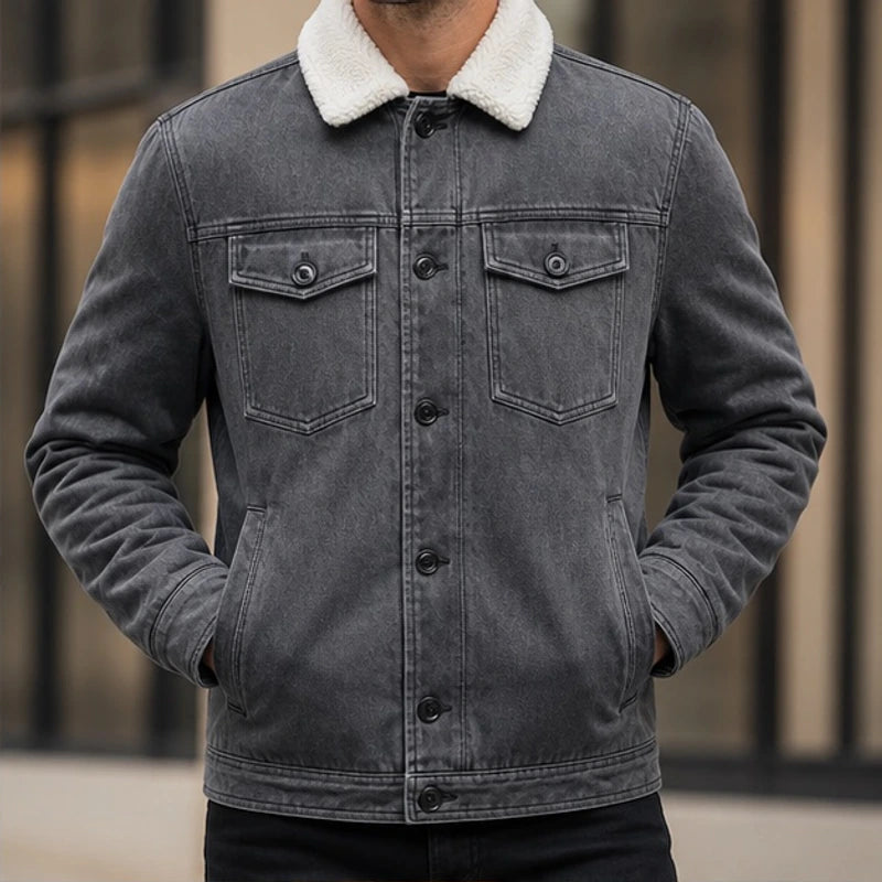 Torren Sherpa-Lined Utility Jacket - Gray - Clothing > Outerwear > Sherpa-Lined Utility Jacket - Michael Verde - Image 1